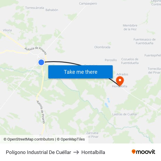 Polígono Industrial De Cuéllar to Hontalbilla map