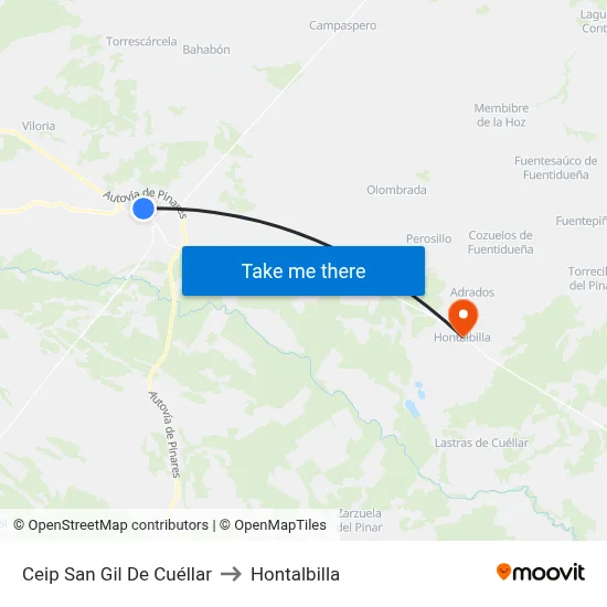 Ceip San Gil De Cuéllar to Hontalbilla map