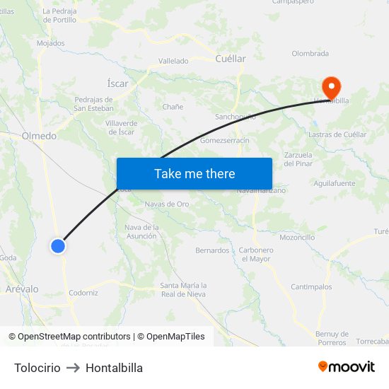 Tolocirio to Hontalbilla map