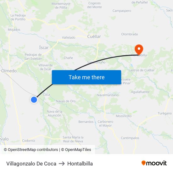 Villagonzalo De Coca to Hontalbilla map