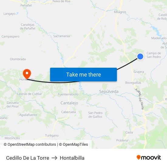 Cedillo De La Torre to Hontalbilla map