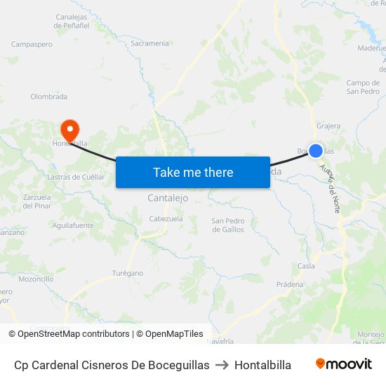 Cp Cardenal Cisneros De Boceguillas to Hontalbilla map
