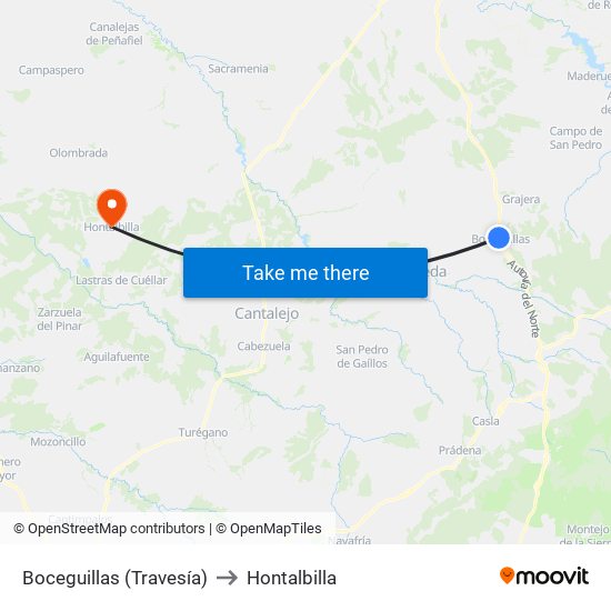Boceguillas (Travesía) to Hontalbilla map