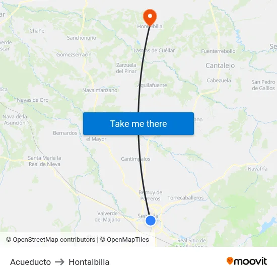 Acueducto to Hontalbilla map