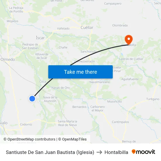Santiuste De San Juan Bautista (Iglesia) to Hontalbilla map