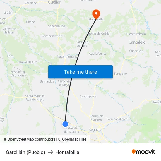 Garcillán (Pueblo) to Hontalbilla map