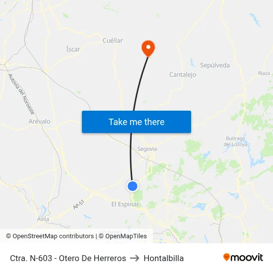 Ctra. N-603 - Otero De Herreros to Hontalbilla map