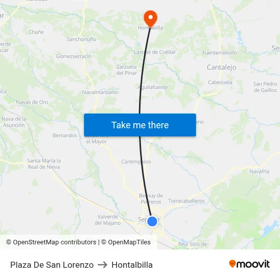 Plaza De San Lorenzo to Hontalbilla map