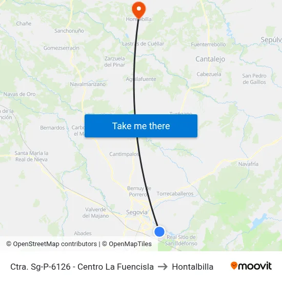 Ctra. Sg-P-6126 - Centro La Fuencisla to Hontalbilla map