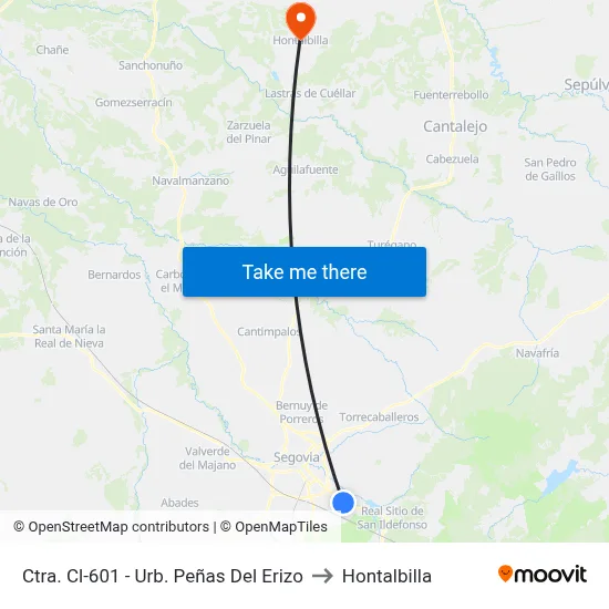 Ctra. Cl-601 - Urb. Peñas Del Erizo to Hontalbilla map