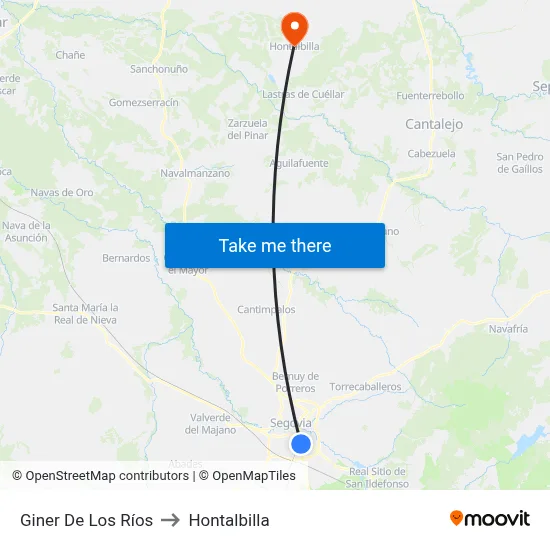 Giner De Los Ríos to Hontalbilla map