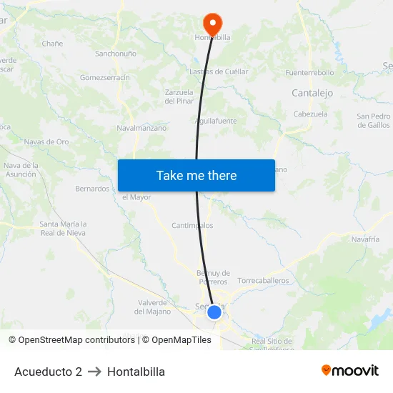 Acueducto 2 to Hontalbilla map