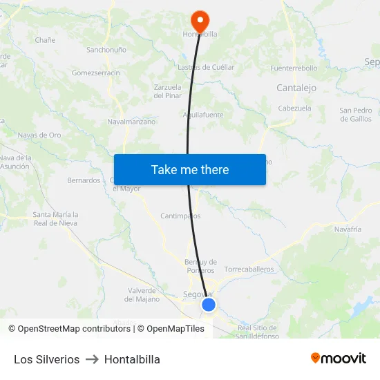 Los Silverios to Hontalbilla map