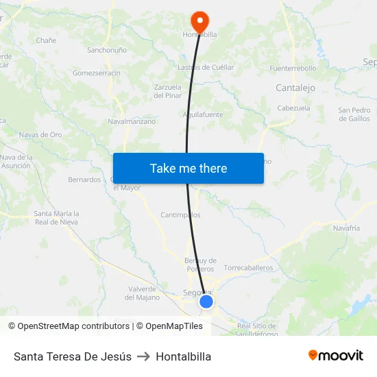 Santa Teresa De Jesús to Hontalbilla map