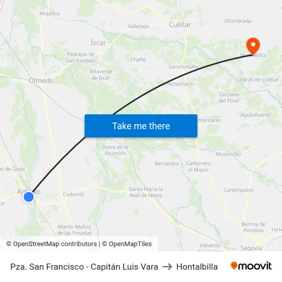 Pza. San Francisco - Capitán Luis Vara to Hontalbilla map