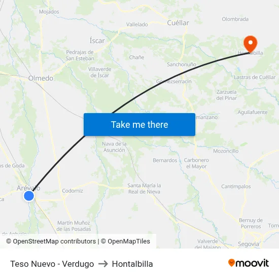 Teso Nuevo - Verdugo to Hontalbilla map