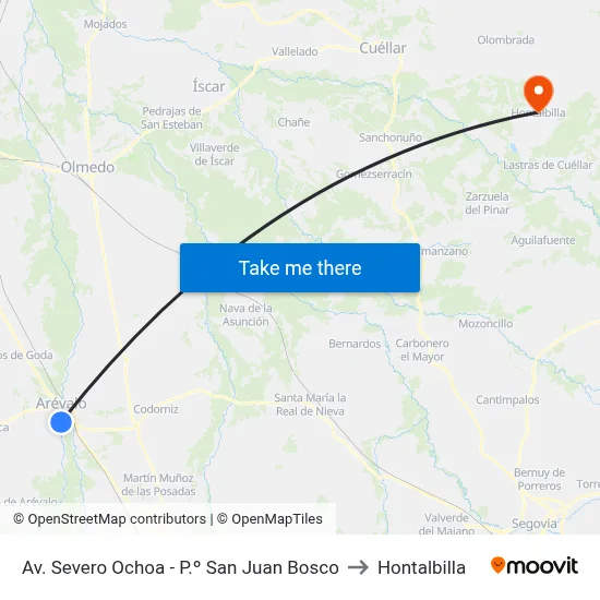 Av. Severo Ochoa - P.º San Juan Bosco to Hontalbilla map