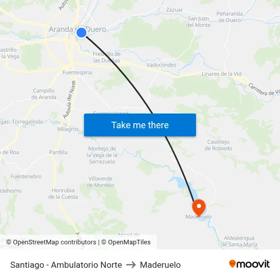 Santiago - Ambulatorio Norte to Maderuelo map