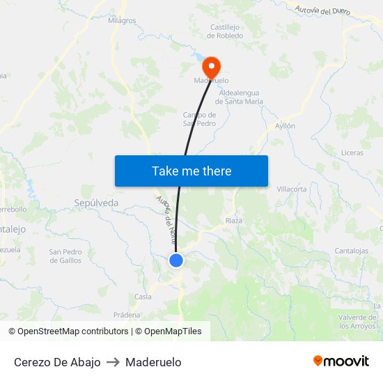 Cerezo De Abajo to Maderuelo map