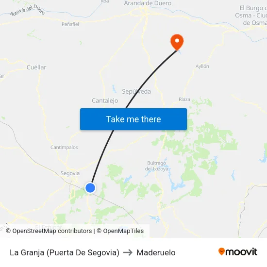 La Granja (Puerta De Segovia) to Maderuelo map