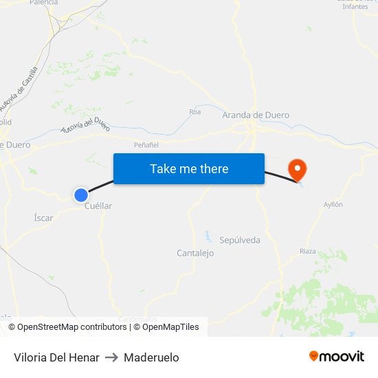 Viloria Del Henar to Maderuelo map
