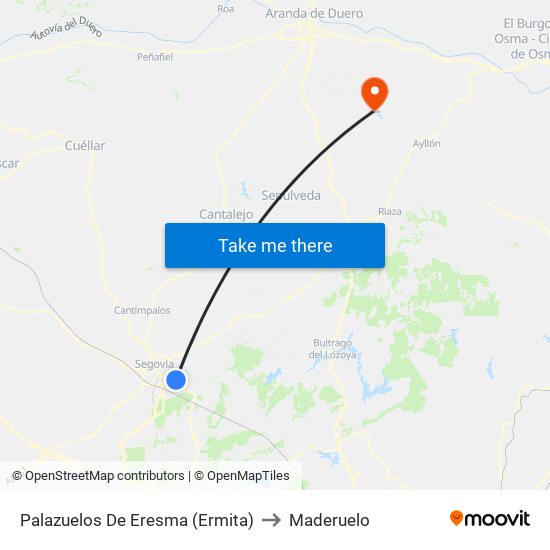 Palazuelos De Eresma (Ermita) to Maderuelo map