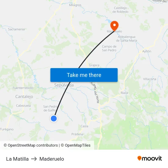 La Matilla to Maderuelo map