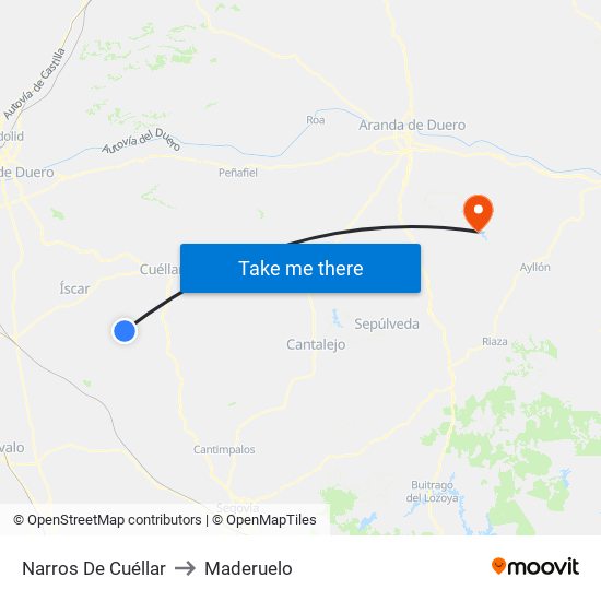 Narros De Cuéllar to Maderuelo map