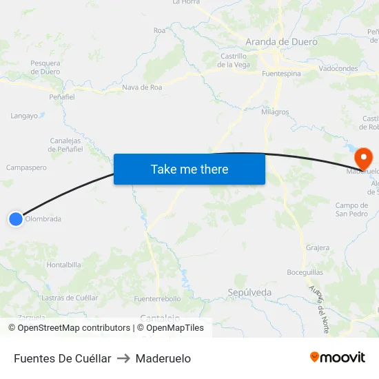 Fuentes De Cuéllar to Maderuelo map