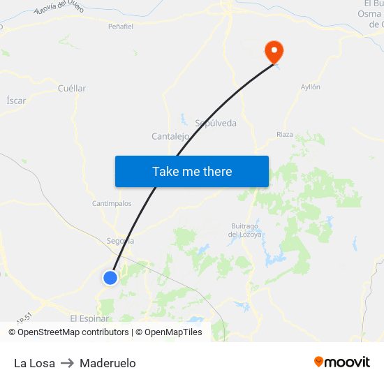 La Losa to Maderuelo map