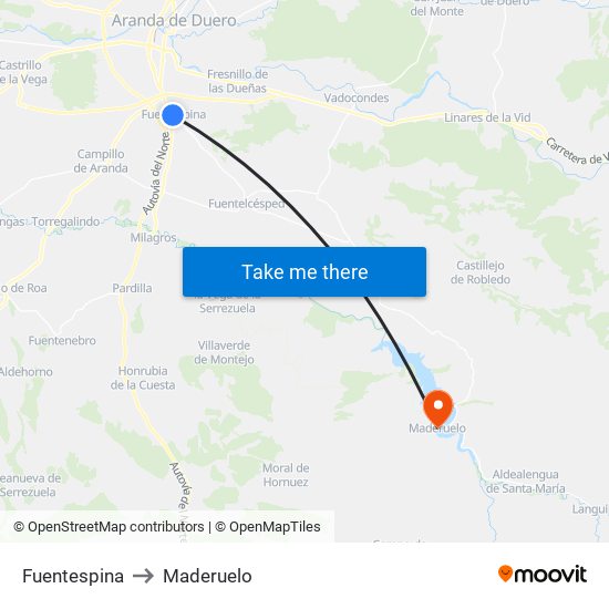 Fuentespina to Maderuelo map