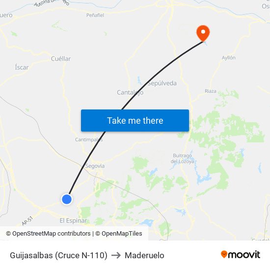 Guijasalbas (Cruce N-110) to Maderuelo map