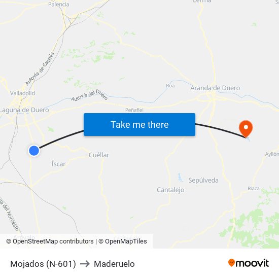 Mojados (N-601) to Maderuelo map