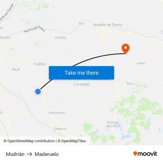 Mudrián to Maderuelo map