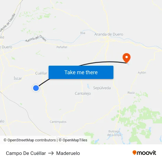 Campo De Cuéllar to Maderuelo map