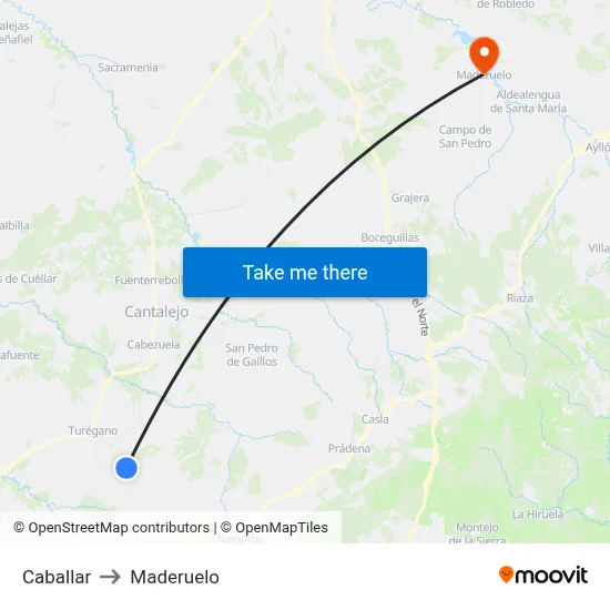 Caballar to Maderuelo map