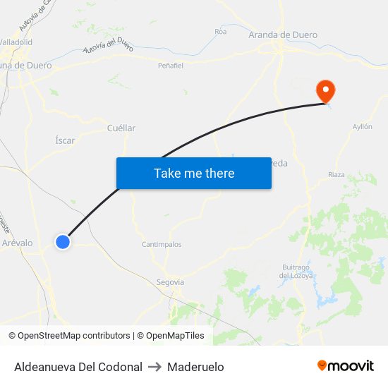 Aldeanueva Del Codonal to Maderuelo map