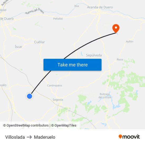 Villoslada to Maderuelo map