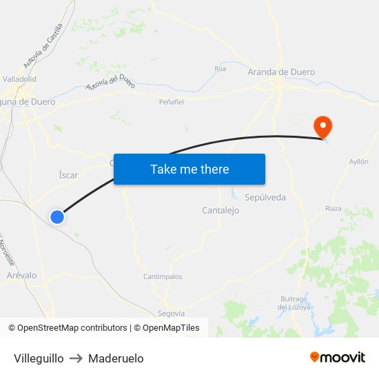 Villeguillo to Maderuelo map