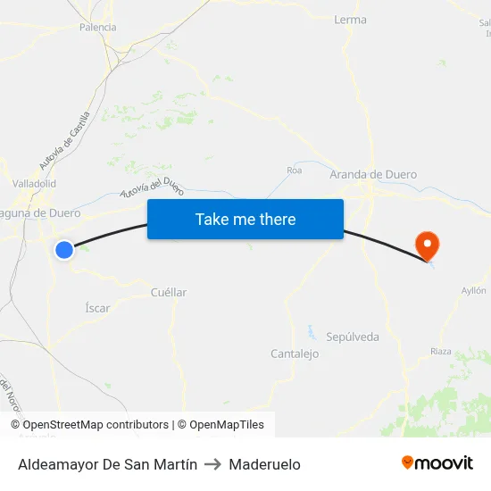Aldeamayor De San Martín to Maderuelo map