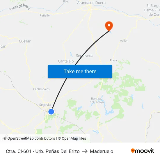 Ctra. Cl-601 - Urb. Peñas Del Erizo to Maderuelo map