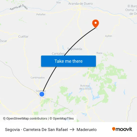Segovia - Carretera De San Rafael to Maderuelo map