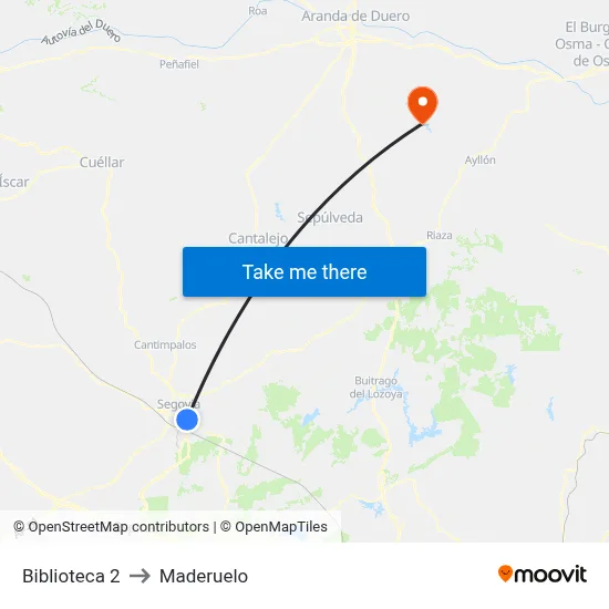 Biblioteca 2 to Maderuelo map