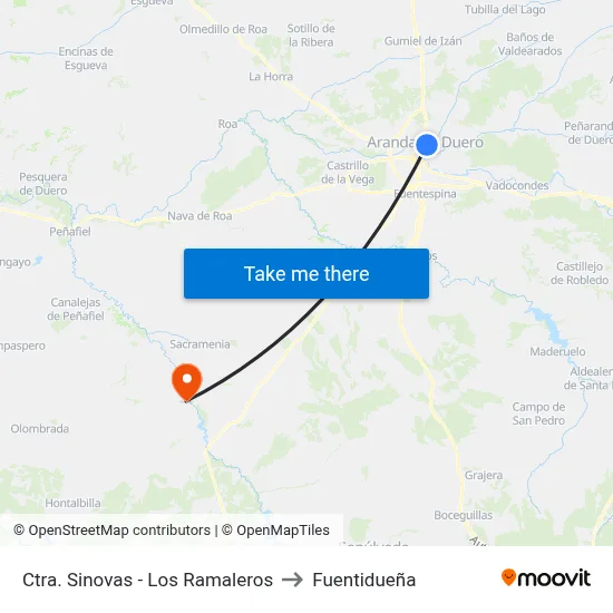 Ctra. Sinovas - Los Ramaleros to Fuentidueña map