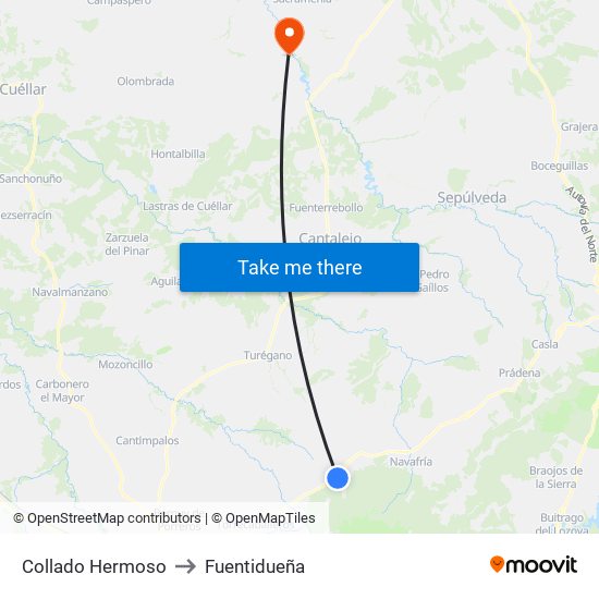 Collado Hermoso to Fuentidueña map