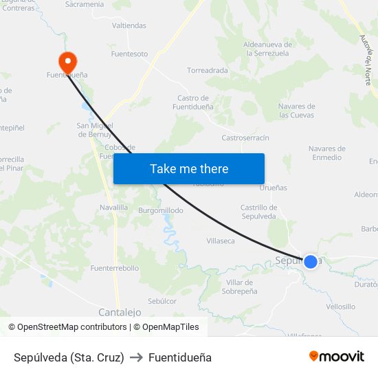 Sepúlveda (Sta. Cruz) to Fuentidueña map