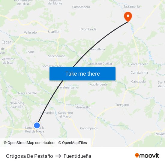 Ortigosa De Pestaño to Fuentidueña map