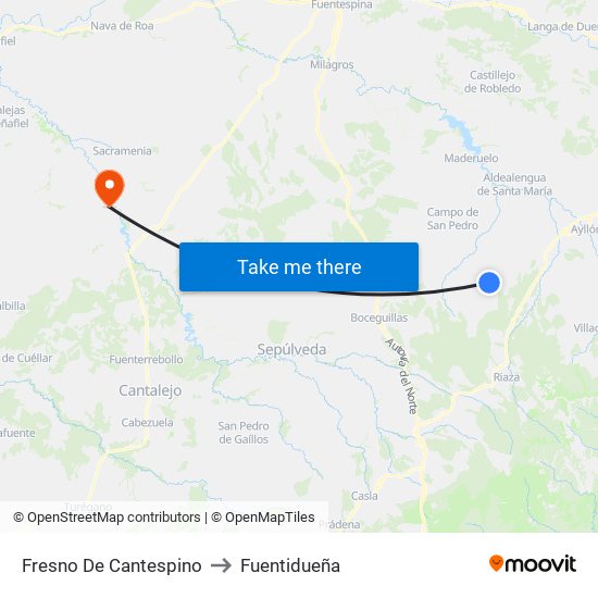 Fresno De Cantespino to Fuentidueña map