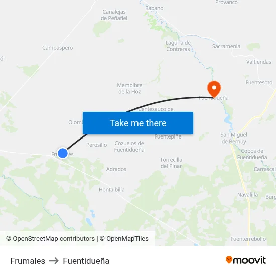 Frumales to Fuentidueña map