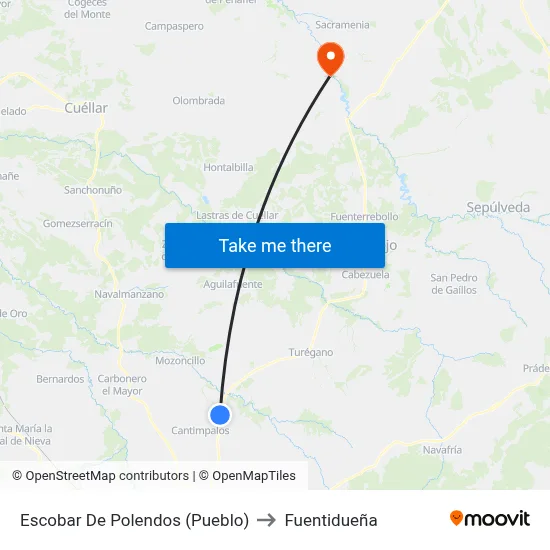 Escobar De Polendos (Pueblo) to Fuentidueña map